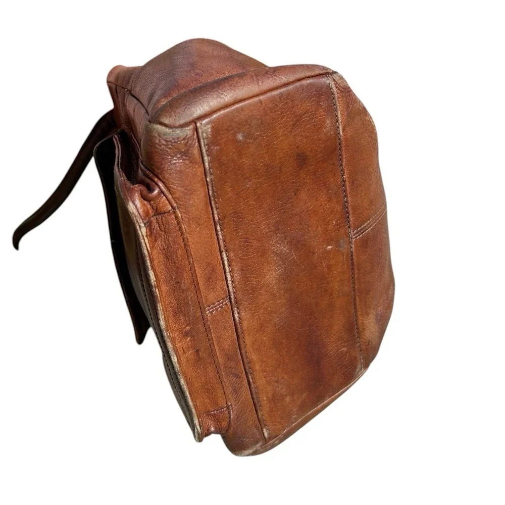 Vintage Y2K Fossil Brown Distressed Leather Mini Satchel Handbag